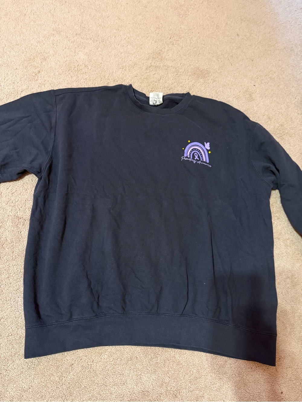 Prematurity Awareness Comfort Colors Black Long Sleeve Crewneck